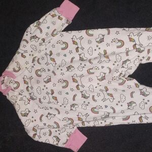 Pink and White Unicorn Bodysuit with Whimsical Design